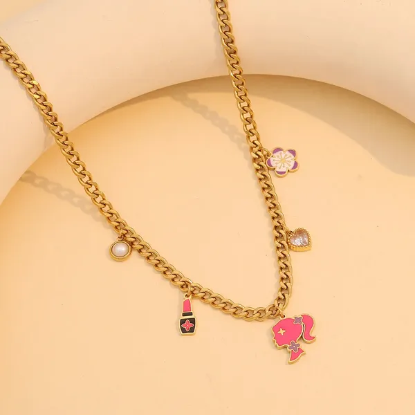 Gold_Barbiecore_Charm_Necklace_For_Women
